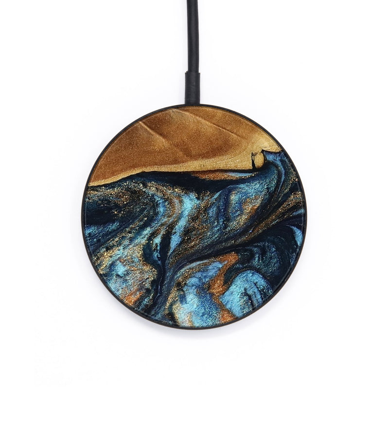 Circle Wood Wireless Charger - Bonny (Teal & Gold, 802459)