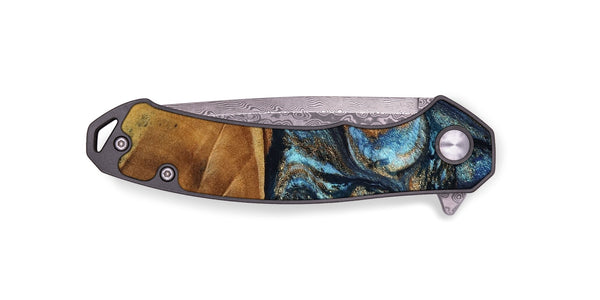EDC Wood Pocket Knife - Bonny (Teal & Gold, 802459)