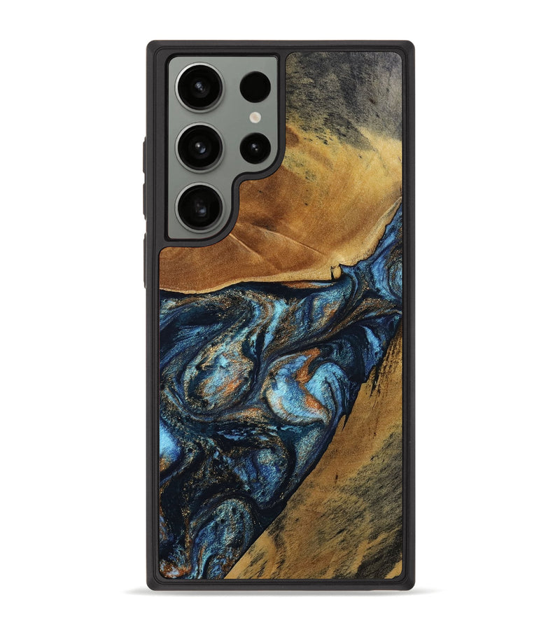 Galaxy S23 Ultra Wood Phone Case - Bonny (Teal & Gold, 802459)