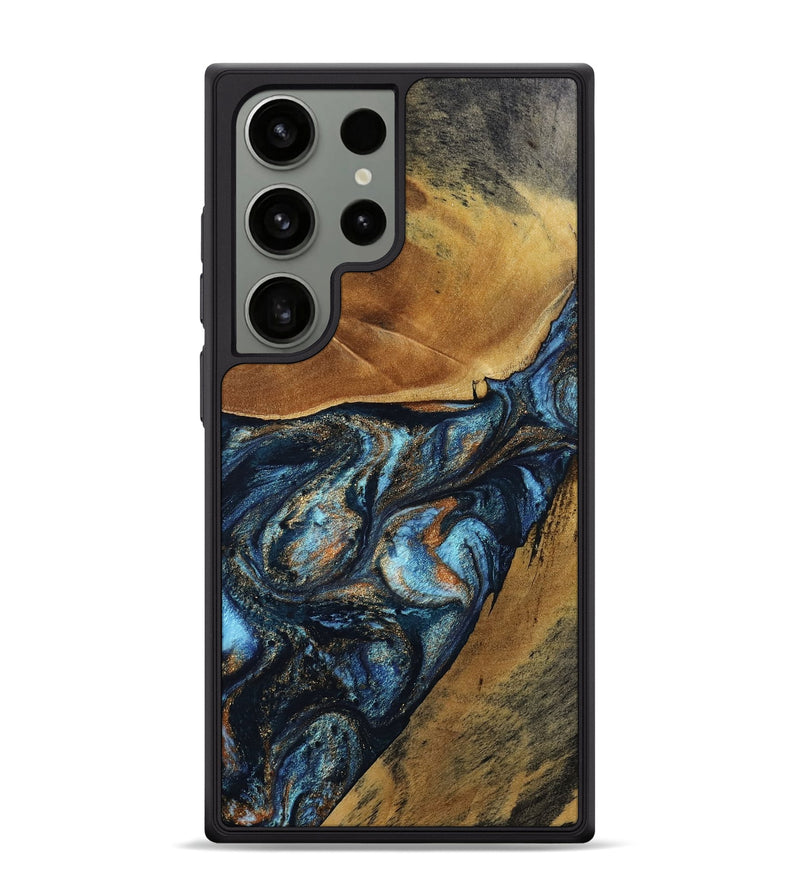 Galaxy S24 Ultra Wood Phone Case - Bonny (Teal & Gold, 802459)