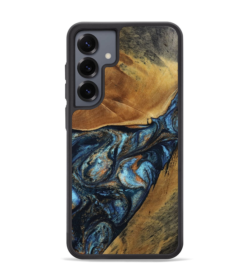 Galaxy S25 Plus Wood Phone Case - Bonny (Teal & Gold, 802459)