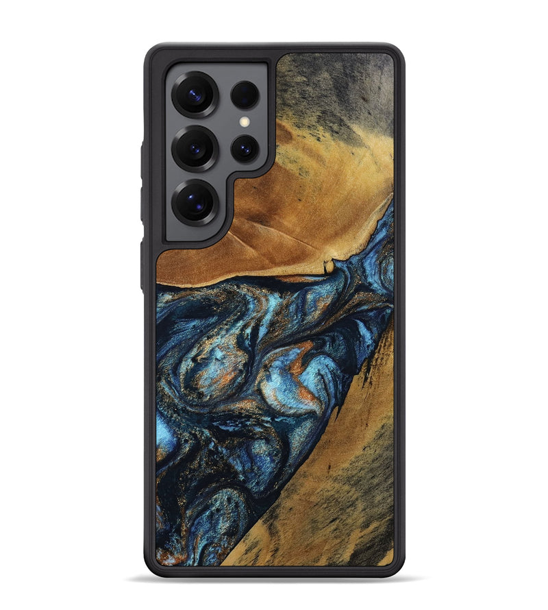 Galaxy S25 Ultra Wood Phone Case - Bonny (Teal & Gold, 802459)