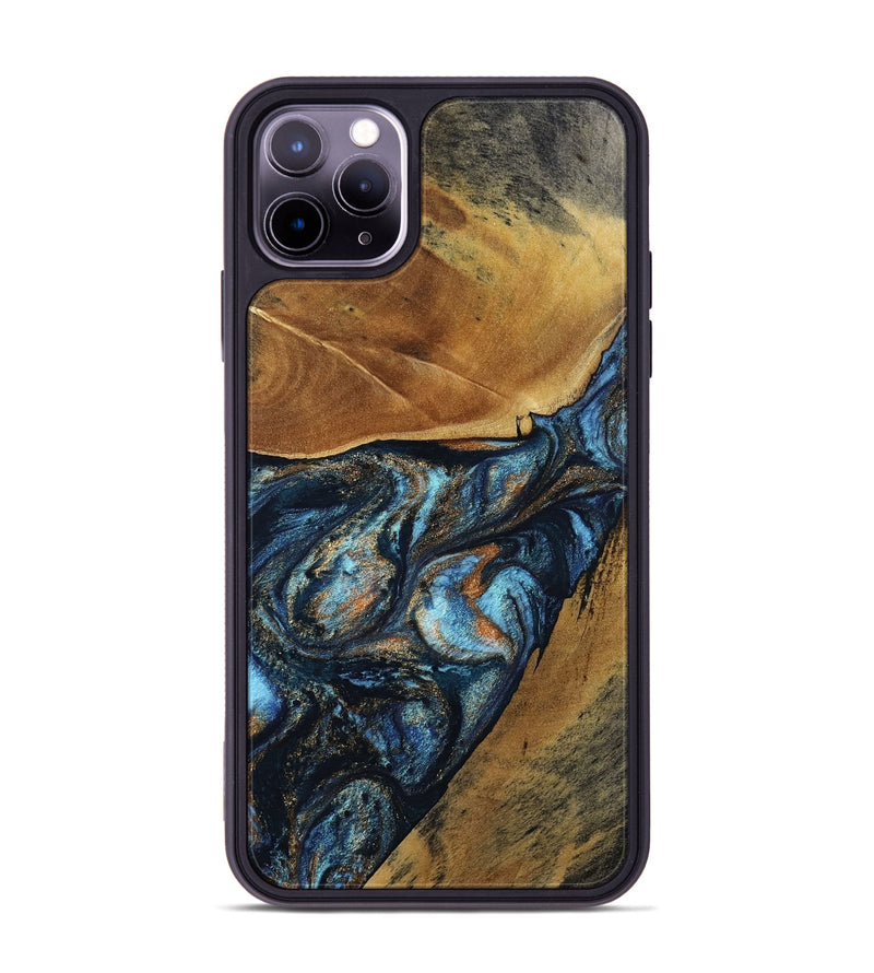 iPhone 11 Pro Max Wood Phone Case - Bonny (Teal & Gold, 802459)