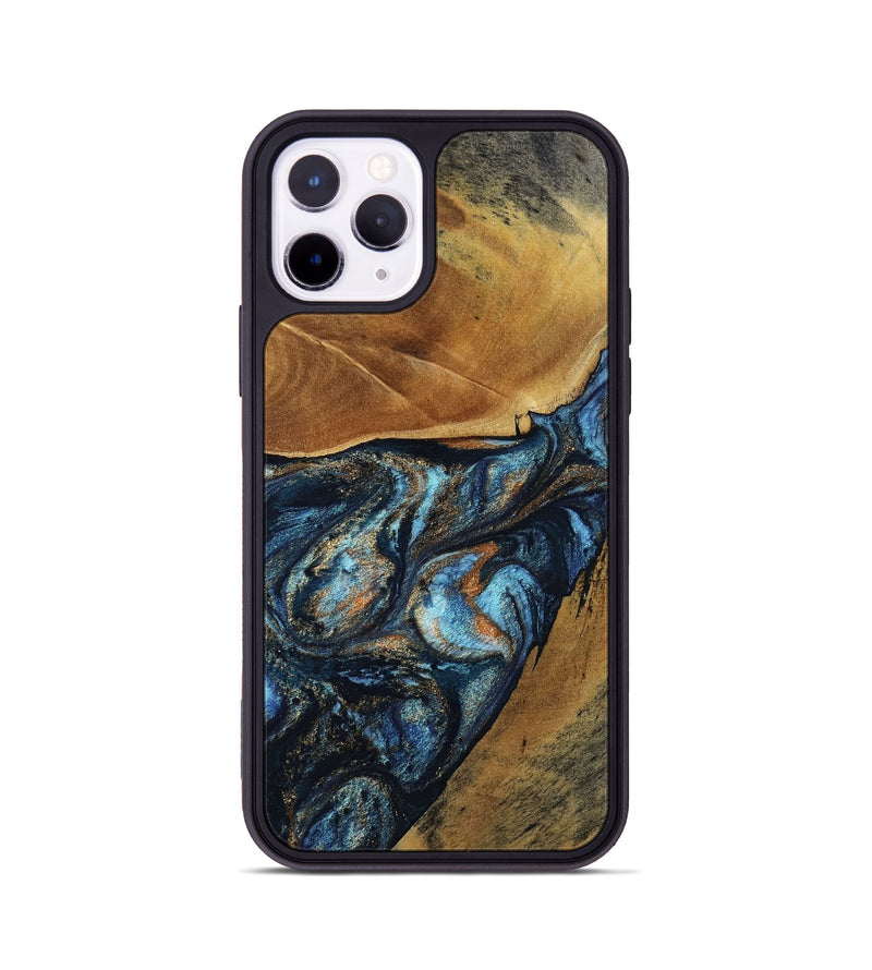 iPhone 11 Pro Wood Phone Case - Bonny (Teal & Gold, 802459)