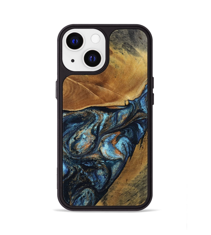 iPhone 13 Wood Phone Case - Bonny (Teal & Gold, 802459)