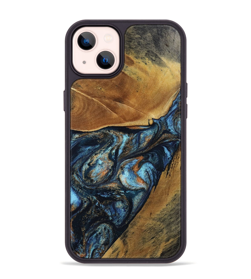 iPhone 14 Plus Wood Phone Case - Bonny (Teal & Gold, 802459)