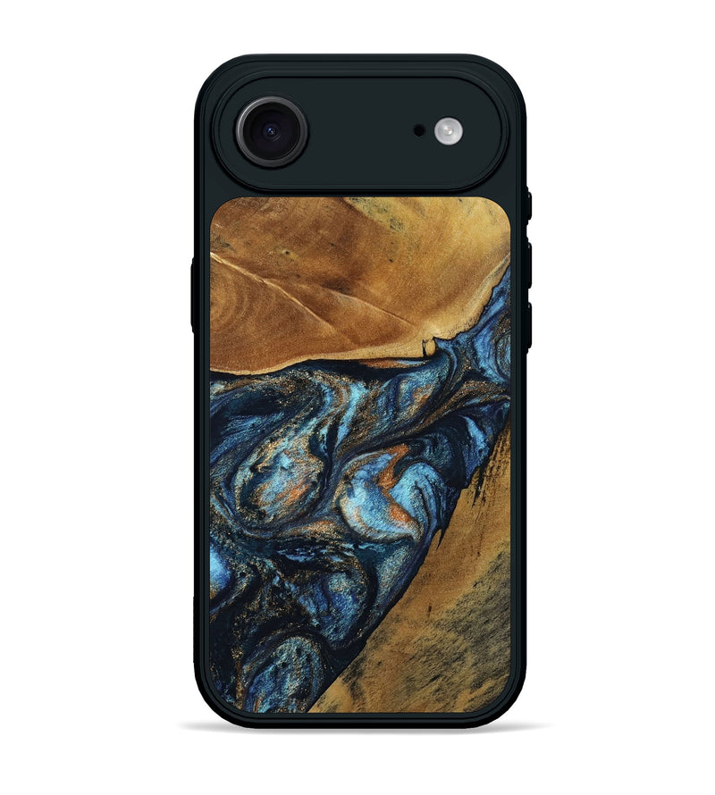 iPhone 17 Air Wood Phone Case - Bonny (Teal & Gold, 802459)