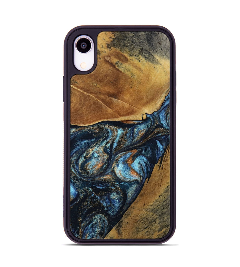 iPhone Xr Wood Phone Case - Bonny (Teal & Gold, 802459)