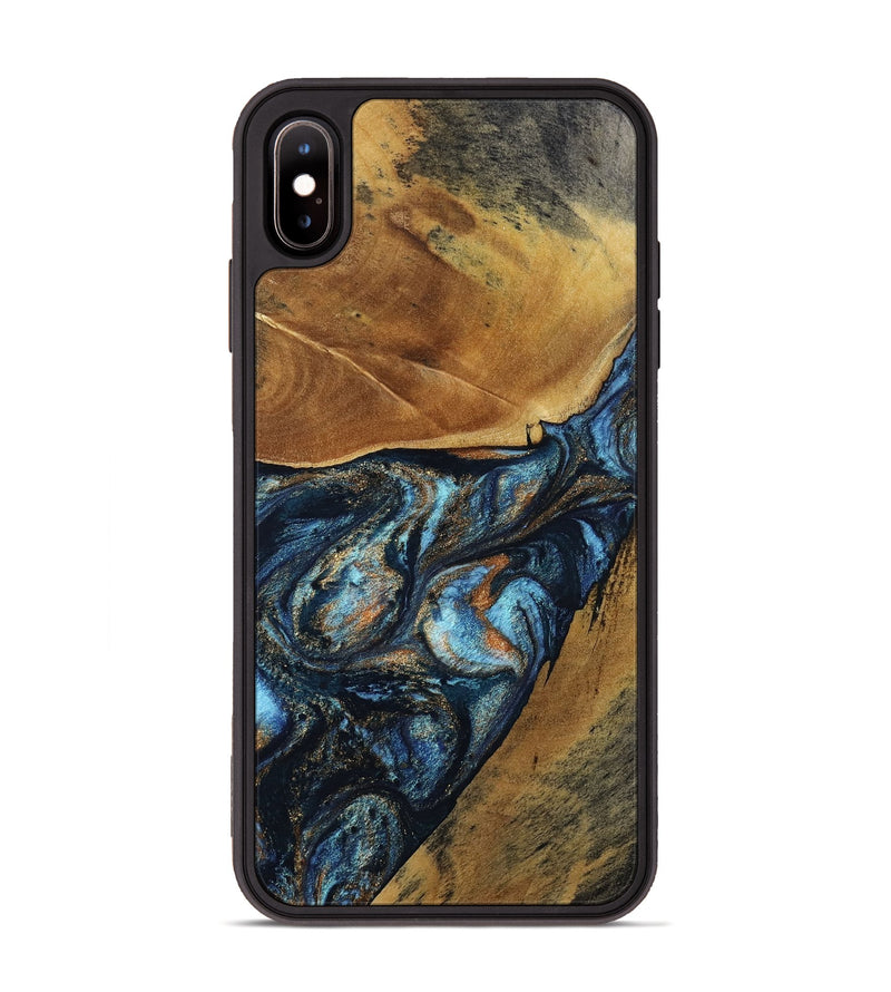 iPhone Xs Max Wood Phone Case - Bonny (Teal & Gold, 802459)