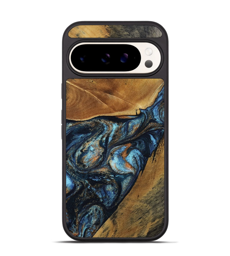 Pixel 9 Wood Phone Case - Bonny (Teal & Gold, 802459)