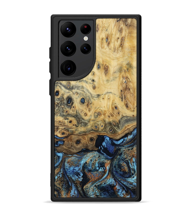 Galaxy S22 Ultra Wood Phone Case - Matilda (Teal & Gold, 802460)