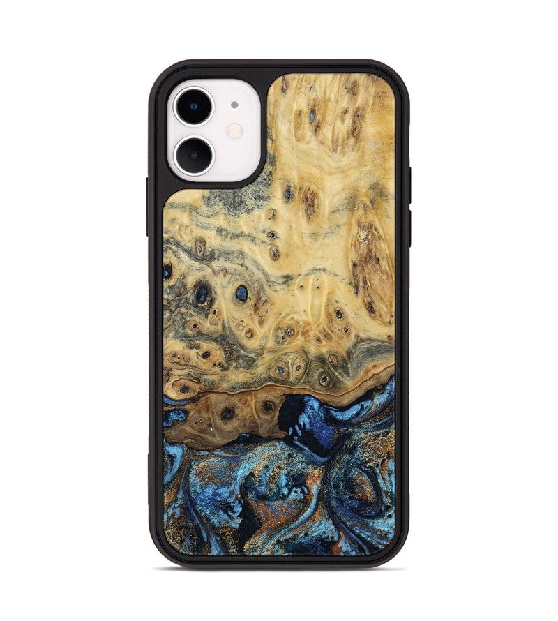 iPhone 11 Wood Phone Case - Matilda (Teal & Gold, 802460)
