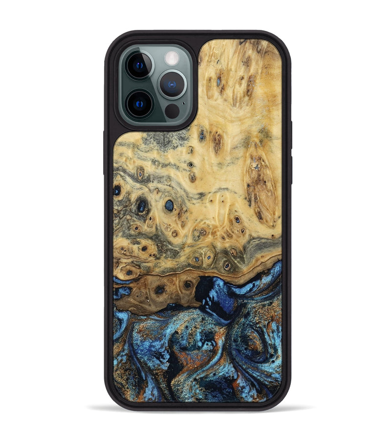 iPhone 12 Pro Max Wood Phone Case - Matilda (Teal & Gold, 802460)