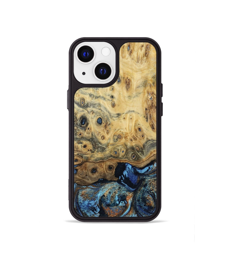 iPhone 13 mini Wood Phone Case - Matilda (Teal & Gold, 802460)
