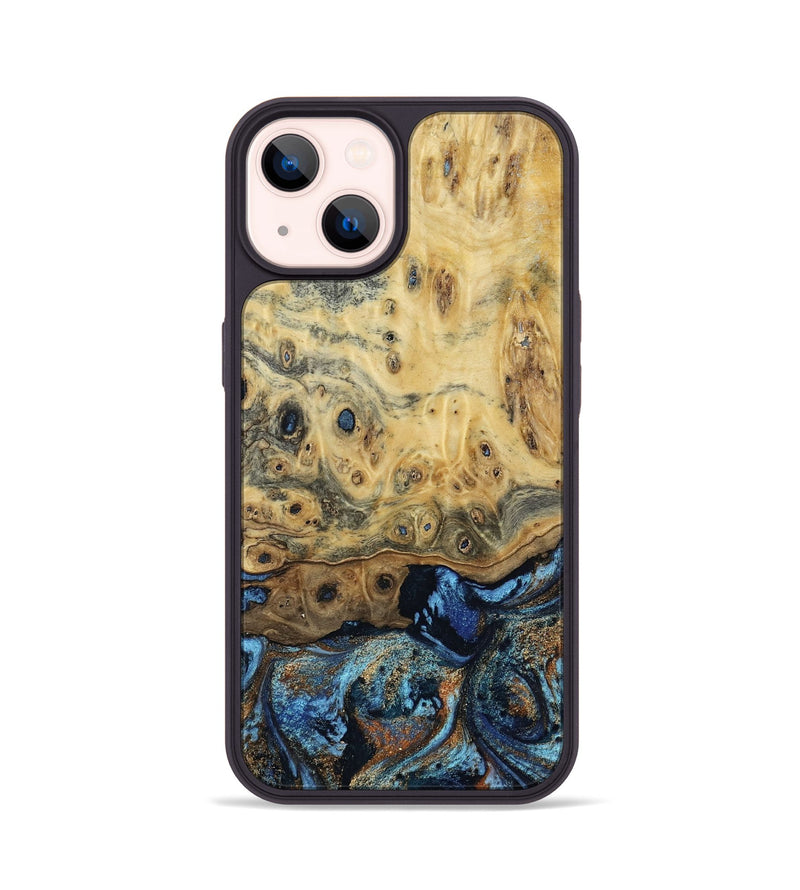 iPhone 14 Wood Phone Case - Matilda (Teal & Gold, 802460)