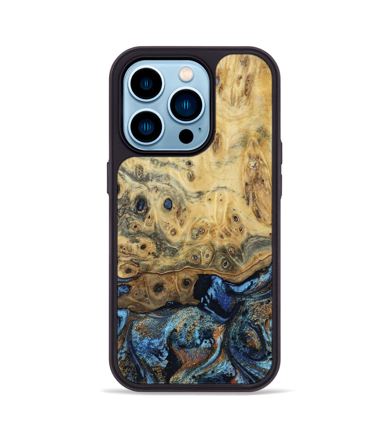 iPhone 14 Pro Wood Phone Case - Matilda (Teal & Gold, 802460)