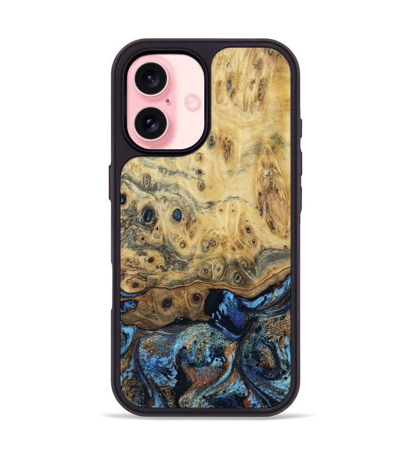 iPhone 16 Wood Phone Case - Matilda (Teal & Gold, 802460)