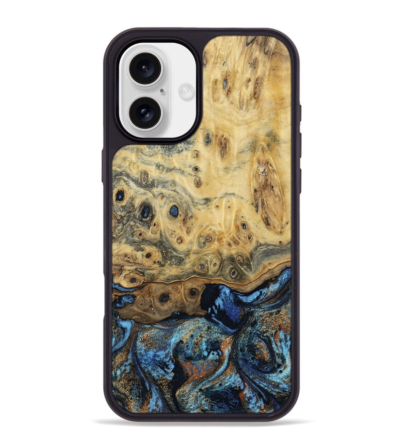 iPhone 16 Plus Wood Phone Case - Matilda (Teal & Gold, 802460)