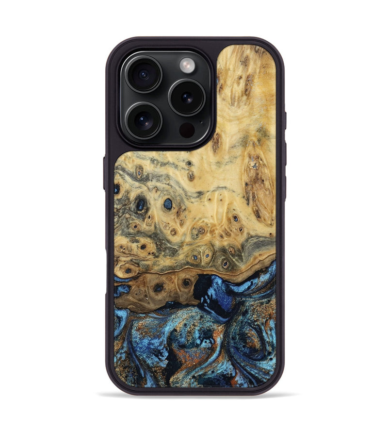 iPhone 16 Pro Wood Phone Case - Matilda (Teal & Gold, 802460)
