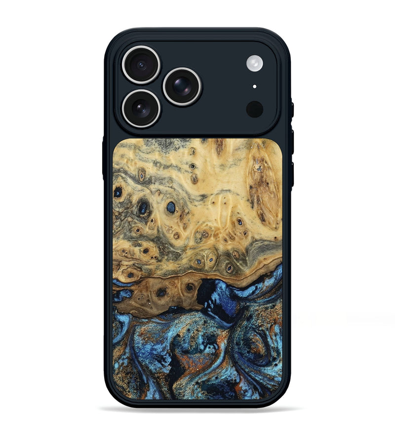 iPhone 17 Pro Max Wood Phone Case - Matilda (Teal & Gold, 802460)