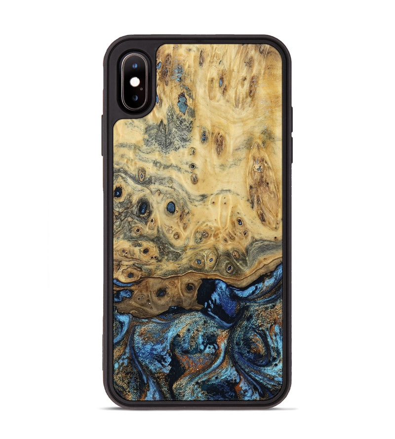 iPhone Xs Max Wood Phone Case - Matilda (Teal & Gold, 802460)