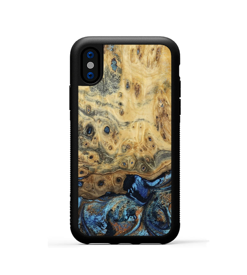 iPhone Xs Wood Phone Case - Matilda (Teal & Gold, 802460)