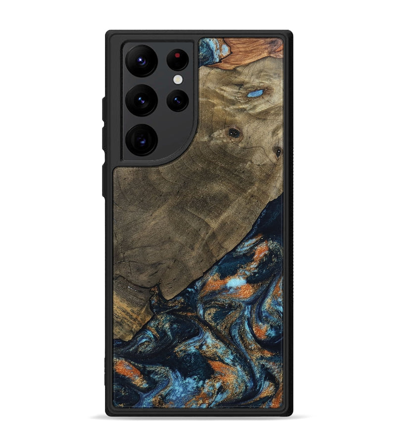 Galaxy S22 Ultra Wood Phone Case - Daron (Teal & Gold, 802461)