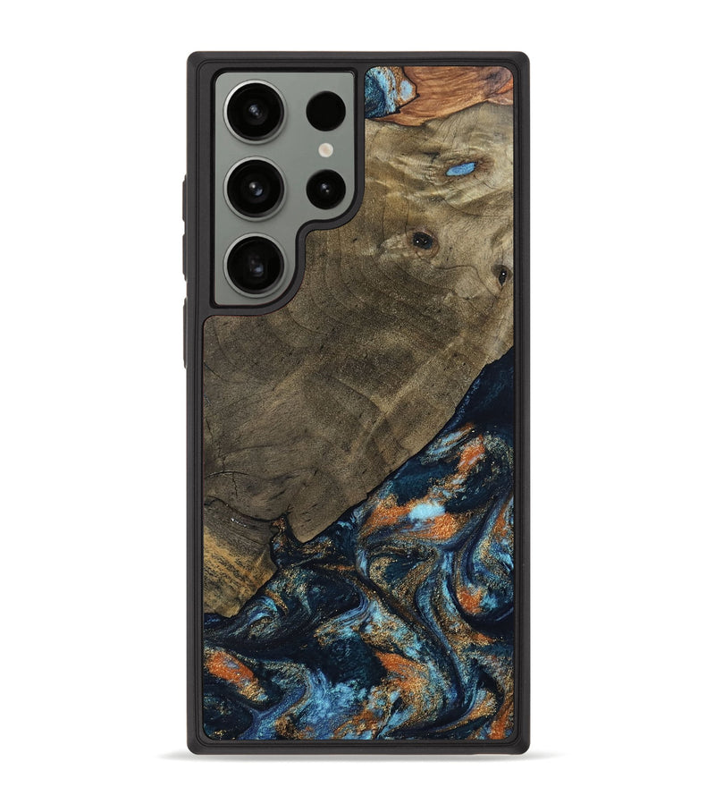Galaxy S23 Ultra Wood Phone Case - Daron (Teal & Gold, 802461)