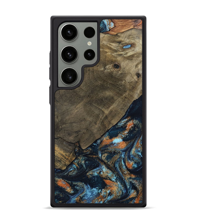 Galaxy S24 Ultra Wood Phone Case - Daron (Teal & Gold, 802461)