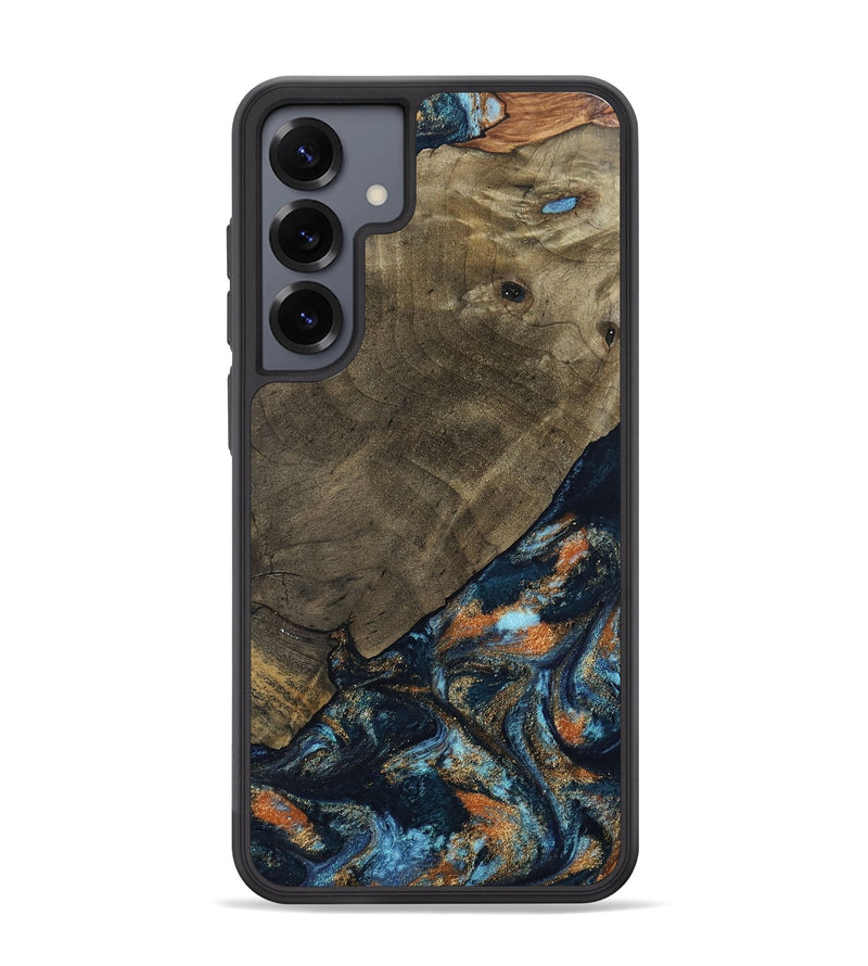 Galaxy S25 Plus Wood Phone Case - Daron (Teal & Gold, 802461)