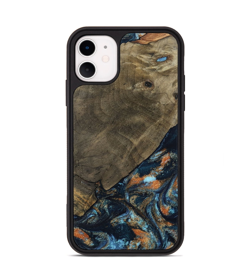 iPhone 11 Wood Phone Case - Daron (Teal & Gold, 802461)