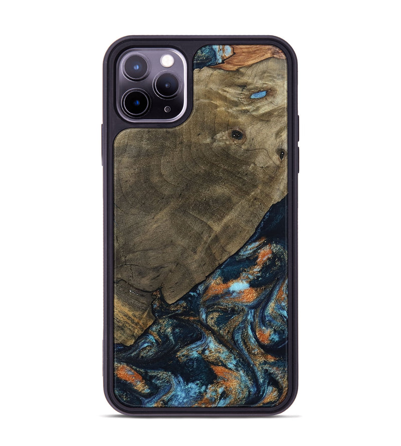 iPhone 11 Pro Max Wood Phone Case - Daron (Teal & Gold, 802461)