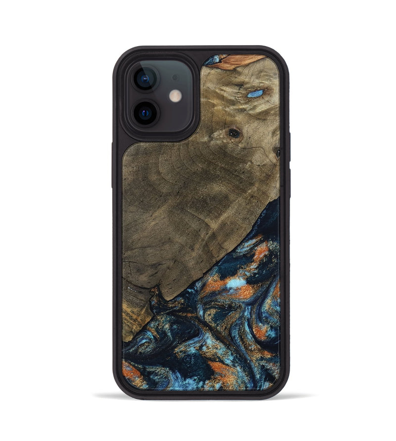 iPhone 12 Wood Phone Case - Daron (Teal & Gold, 802461)