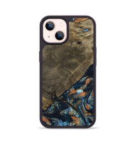 iPhone 14 Wood Phone Case - Daron (Teal & Gold, 802461)