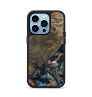iPhone 14 Pro Wood Phone Case - Daron (Teal & Gold, 802461)