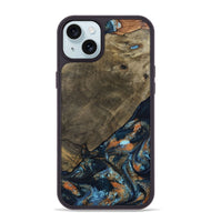 iPhone 15 Plus Wood Phone Case - Daron (Teal & Gold, 802461)