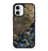 iPhone 16 Plus Wood Phone Case - Daron (Teal & Gold, 802461)
