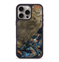 iPhone 16 Pro Max Wood Phone Case - Daron (Teal & Gold, 802461)