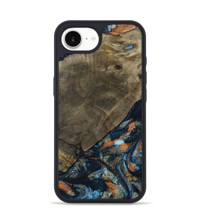 iPhone 16e Wood Phone Case - Daron (Teal & Gold, 802461)