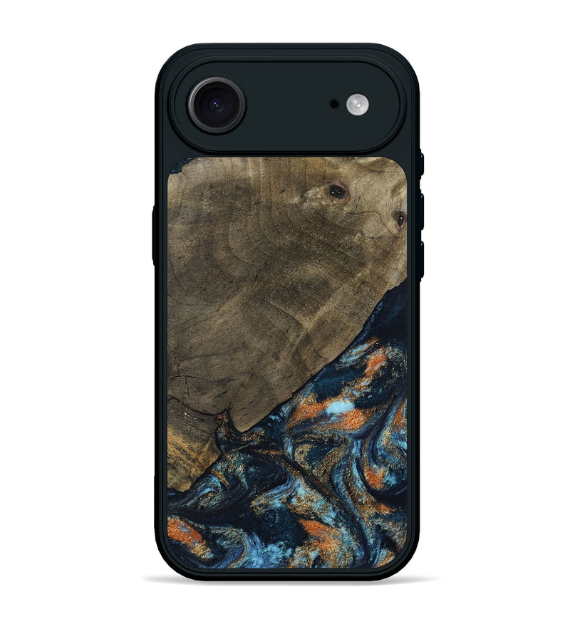 iPhone 17 Air Wood Phone Case - Daron (Teal & Gold, 802461)