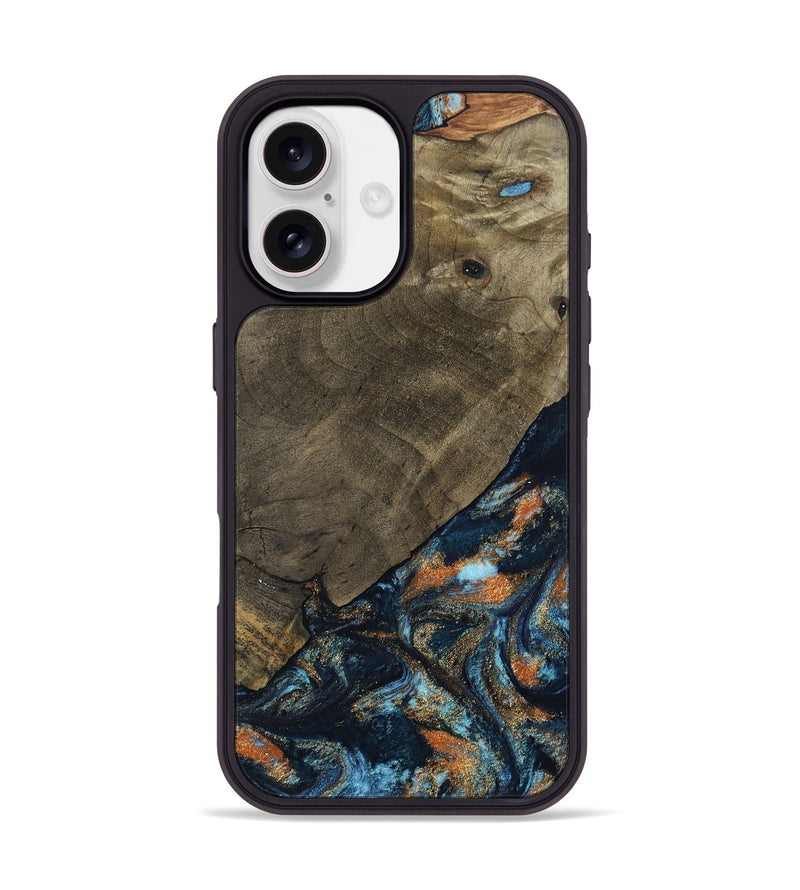 iPhone 17 Wood Phone Case - Daron (Teal & Gold, 802461)