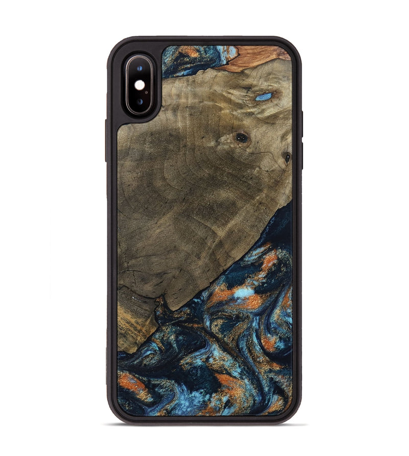 iPhone Xs Max Wood Phone Case - Daron (Teal & Gold, 802461)