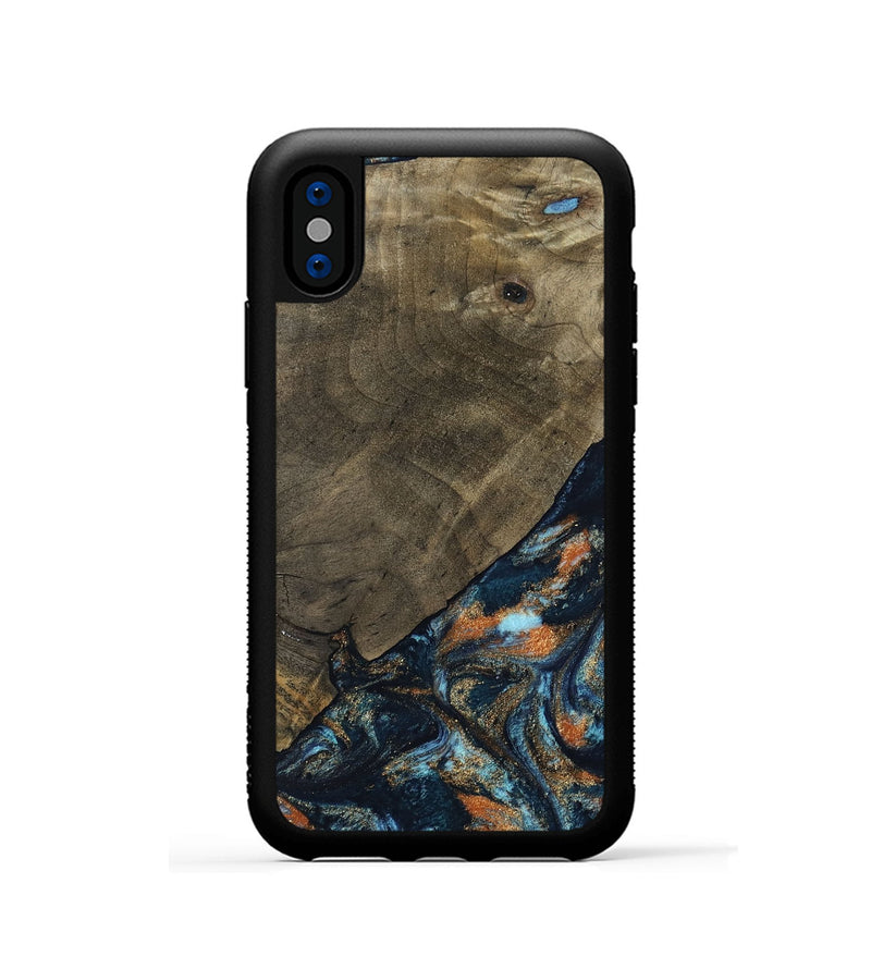 iPhone Xs Wood Phone Case - Daron (Teal & Gold, 802461)