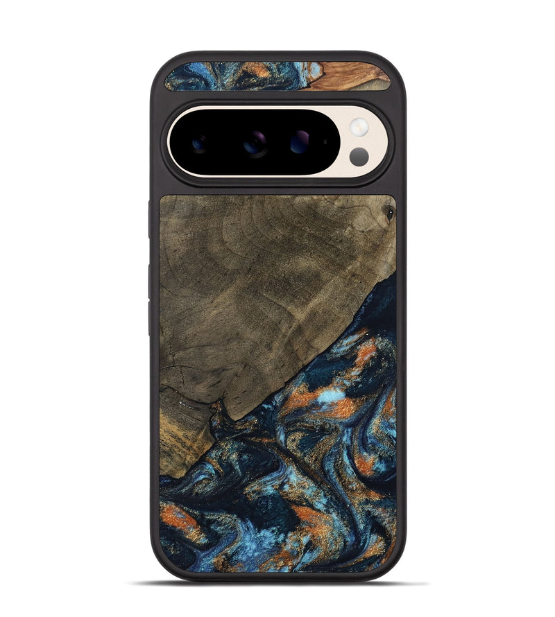 Pixel 10 Wood Phone Case - Daron (Teal & Gold, 802461)