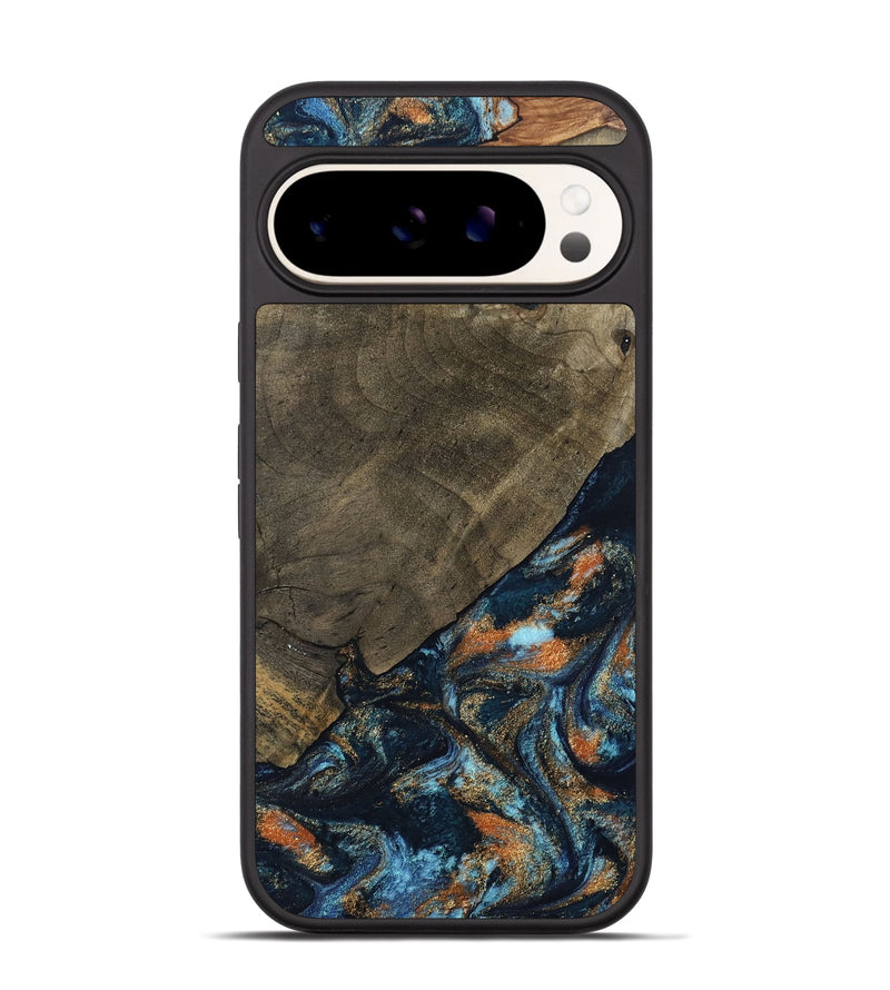 Pixel 9 Wood Phone Case - Daron (Teal & Gold, 802461)