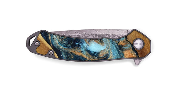 EDC Wood Pocket Knife - Teddy (Teal & Gold, 802462)