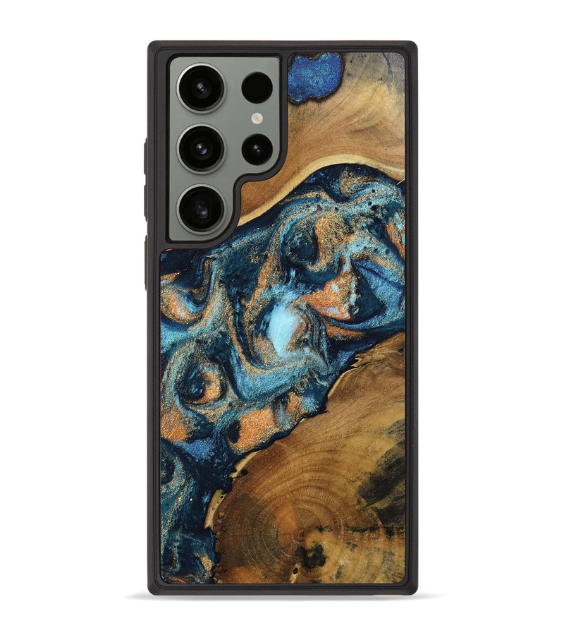 Galaxy S23 Ultra Wood Phone Case - Teddy (Teal & Gold, 802462)