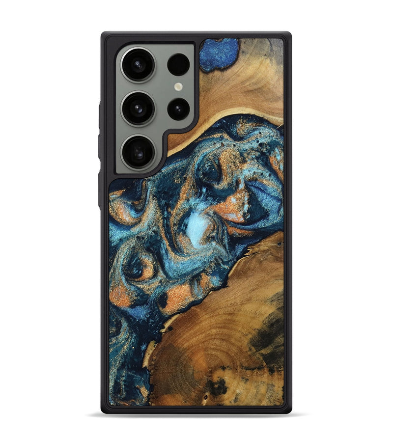 Galaxy S24 Ultra Wood Phone Case - Teddy (Teal & Gold, 802462)