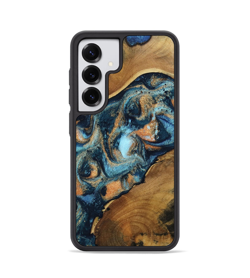 Galaxy S25 Wood Phone Case - Teddy (Teal & Gold, 802462)