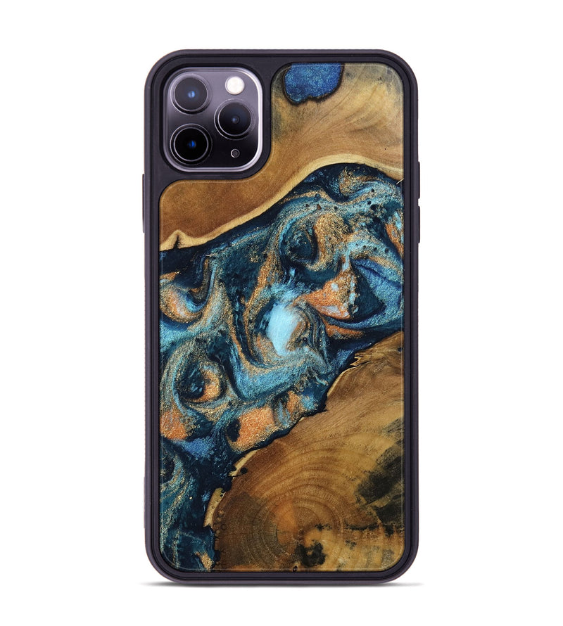 iPhone 11 Pro Max Wood Phone Case - Teddy (Teal & Gold, 802462)